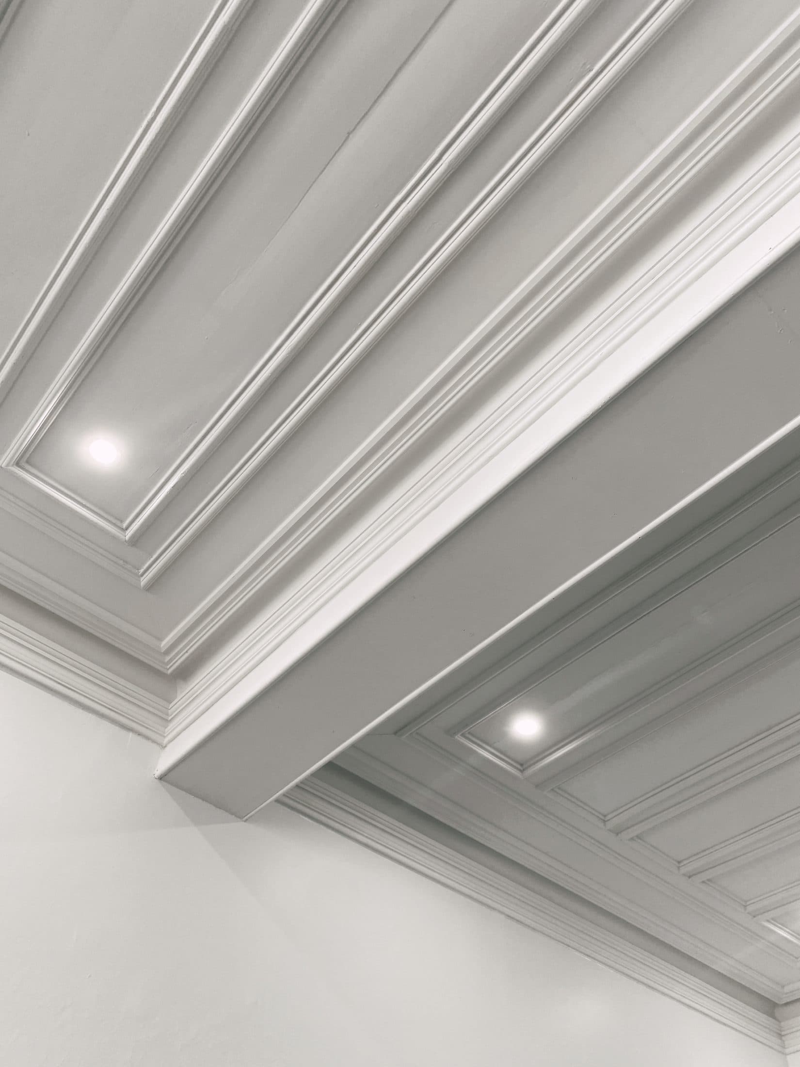 The restored ornate cornice and ceiling detail