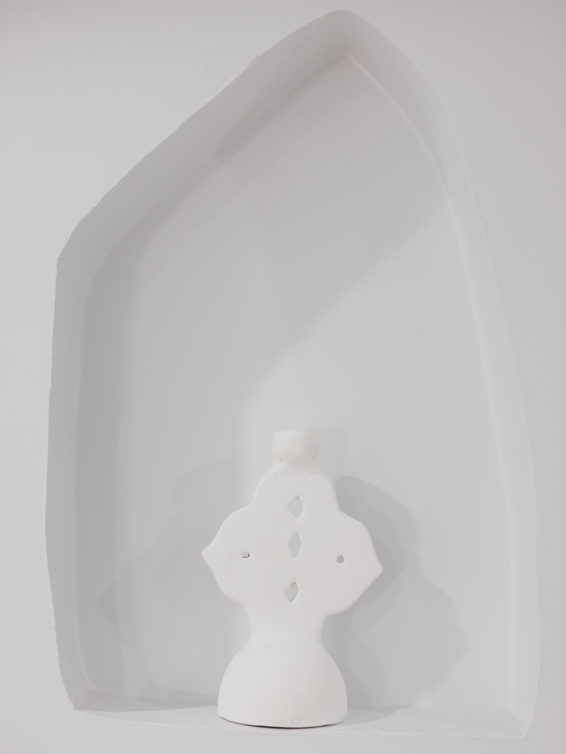 Sculpted white reception counter